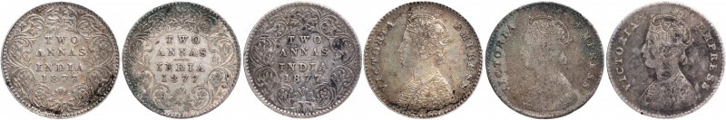 British India
Annas 2 (Silver)
Lot of 03 Coins
1877, Victoria Empress, Silver...