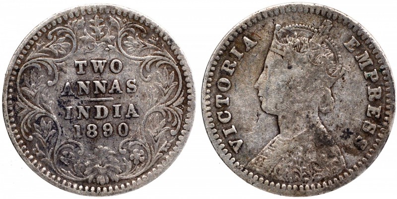 British India
Annas 2 (Silver)
Annas 02 
1890, Victoria Empress, Silver 2 Ann...