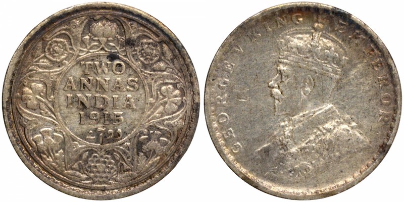 British India
Annas 2 (Silver)
Annas 02 
1915, King George V, Silver 2 Annas,...