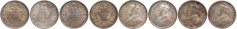 British India
Annas 2 (Silver)
Lot of 04 Coins
1916, King George V, Silver 2 ...