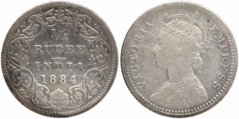 British India
Rupee 1/4 
Rupee 1/4
1884, Victoria Empress, Silver 1/4 Rupee, ...