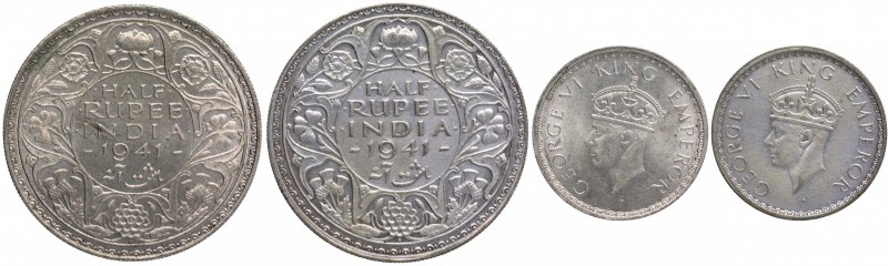 British India
Rupee 1/2 
Lot of 02 Coins
1941, King George VI, Silver 1/2 Rup...