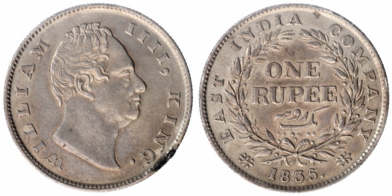 British India
Rupee 1
Rupee 01
1835, King William IIII, Silver Rupee, Calcutt...