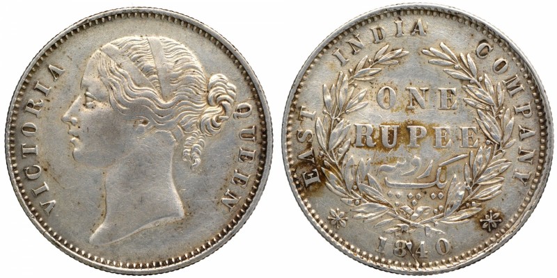 British India
Rupee 1
Rupee 01
1840, Victoria Queen, Silver Rupee, Divided Le...
