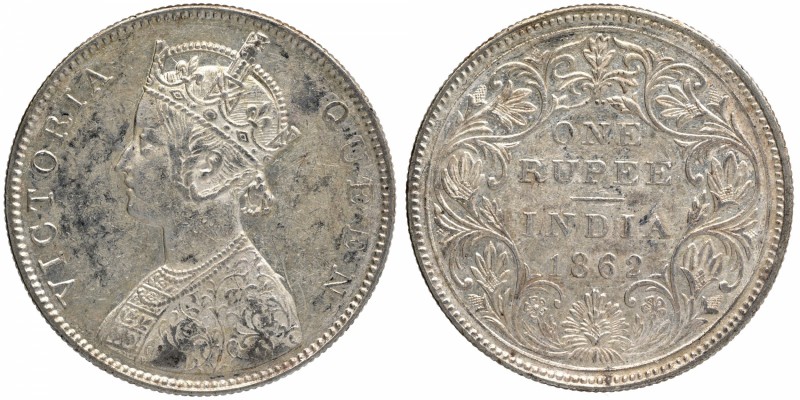 British India
Rupee 1
Rupee 01
1862, Victoria Queen, Silver Rupee, Bombay Min...