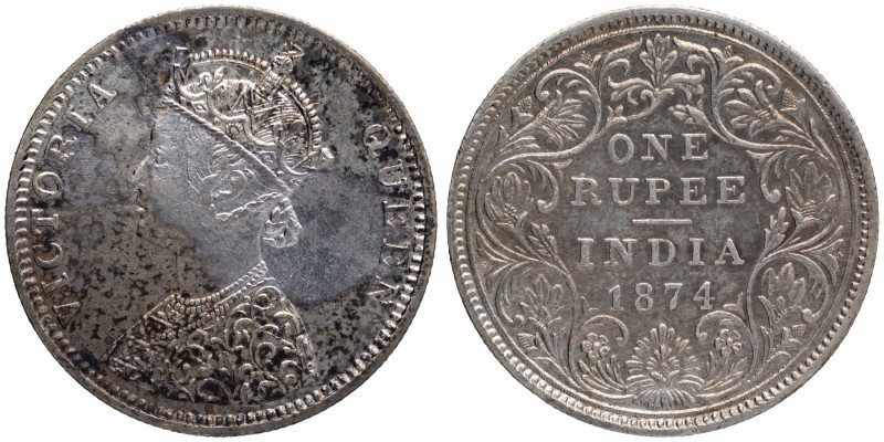 British India
Rupee 1
Rupee 01
1874, Victoria Queen, Silver Rupee, Bombay Min...