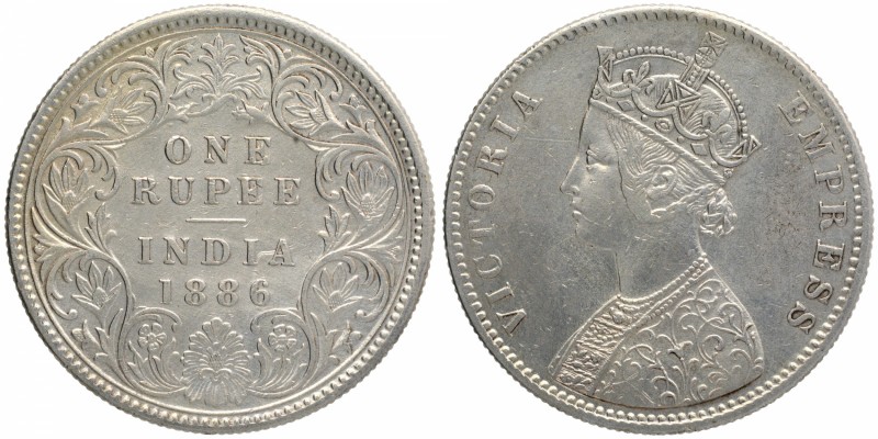 British India
Rupee 1
Rupee 01
1886, Victoria Empress, Silver Rupee, Calcutta...