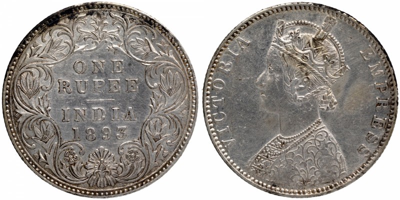 British India
Rupee 1
Rupee 01
1893, Victoria Empress, Silver Rupee, Bombay M...