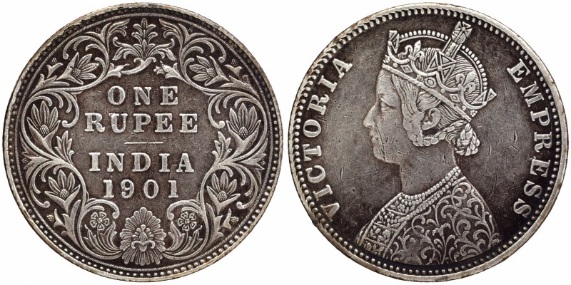 British India
Rupee 1
Rupee 01
1901, Victoria Empress, Silver Rupee, Bombay M...