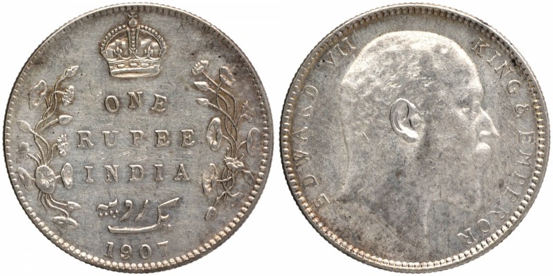 British India
Rupee 1
Rupee 01
1907, King Edward VII, Silver Rupee, Bombay Mi...