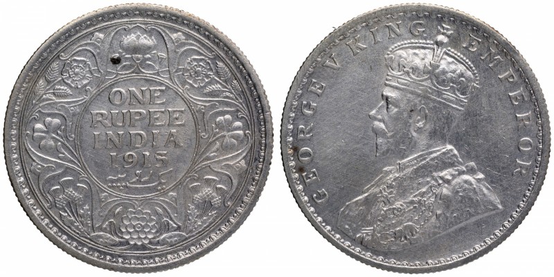 British India
Rupee 1
Rupee 01
1915, King George V, Silver Rupee, Calcutta Mi...
