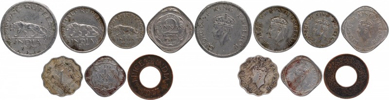 British India
Set of 7 Coins
1947, King George VI, Cupro-Nickel & Bronze (7), ...
