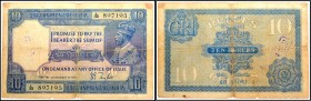 Ten Rupees Bank Note of King George V Signed by J.B. Taylor of 1925.