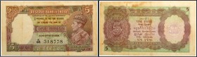 Five Rupees Bank Note of King George VI Signed by C.D. Deshmukh of 1938.