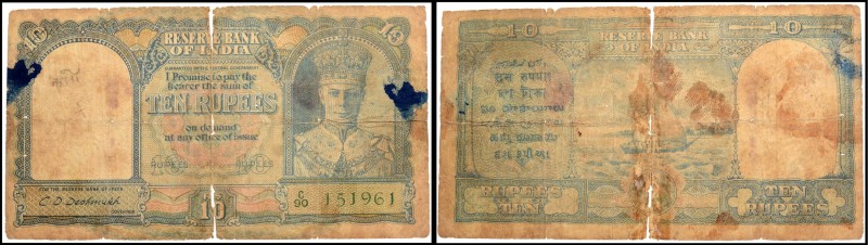 British INDIA Notes
K.G.VI
10 Rupees
British India, 1944, King George VI, 10 ...