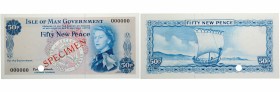 Specimen Fifty New Pence Note of Isle of Man Government of 1969.