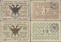Albania: Pair with 1/2 and 1 Frange 1917 of the Albanian Self Government, P.S141a, S142b, both in about F/F+ condition. (2 pcs.)
 [differenzbesteuert...