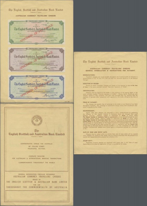 Australia: The English, Scottish and Australian Bank Limited set with 3 Travelle...