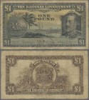 Bahamas: 1 Pound L.1919, P.7, small border tears at left, toned paper and several tiny pinholes. Condition: F/F-
 [differenzbesteuert]