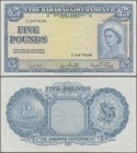 Bahamas: 5 Pounds L.1936, P.16d, great original shape with strong paper and bright colors, some soft folds and minor spots. Condition: VF
 [differenz...
