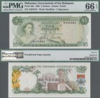 Bahamas: The Bahamas Government 5 Dollars L.1965, P.20a in perfect condition and PMG graded 66 Gem Uncirculated EPQ.
 [zzgl. 19 % MwSt.]