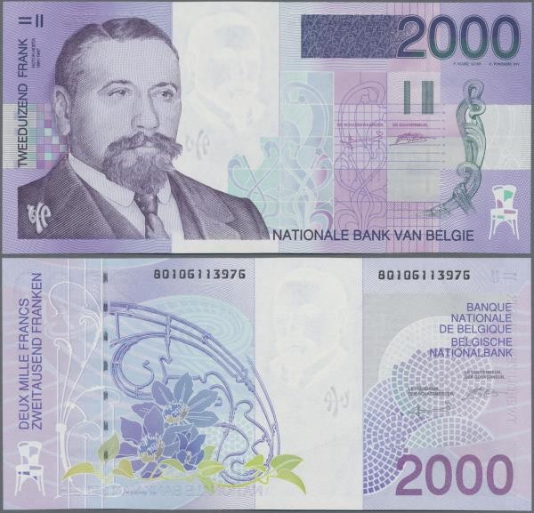 Belgium: 2000 Francs ND(1994-2001), P.151 in perfect UNC condition.
 [differenz...