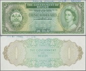 Belize: The Government of Belize 1 Dollar 1974-76 SPECIMEN without serial number and signature, P.33s, handwritten annotations at upper margin, two ve...