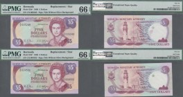 Bermuda: Group of 5 banknotes 5 Dollars 1989 REPLACEMENT, P.35b with prefix ”Z” in UNC condition, all PMG graded 66 Gem Uncirculated EPQ. (5 pcs.)
 [...