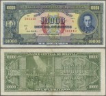 Bolivia: 10.000 Bolivares 1945, P.146, lightly stained paper with a few folds. Condition: VF
 [differenzbesteuert]