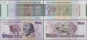 Brazil: Pair with 500 Cruzeiros 1972 P.196Aa (XF) and 50.000 Cruzeiros Reais ND(1993) P.242 (UNC). (2 pcs.)
 [differenzbesteuert]