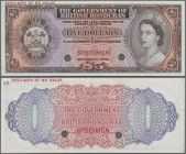 British Honduras: The Government of British Honduras 5 Dollars 1953-73 color trial SPECIMEN in red-brown instead of red, P.30cts, overprint ”Specimen”...