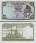 Brunei: 50 Ringgit 1967, P.4, great condition with horizontal and vertical fold, otherwise crisp paper and bright colors. Condition: VF+
 [differenzb...