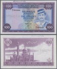 Brunei: Government of Brunei 100 Ringgit 1976 SPECIMEN, P.10as with perforation ”Specimen” and serial number A/2 000000, printers annotations at upper...