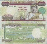 Brunei: Negara Brunei Darussalam 1000 Ringgit 1989, P.19, completely unfolded and almost perfect condition with just a few minor creases in the apper ...