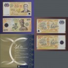 Brunei: Original folder commemorating 40 Years of Currency Interchangeability between Singapore and Brunei with 20 Ringgit 2007 with serial # prefix B...