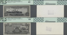 Cambodia: Banque Nationale du Cambodge photographic proof of front and reverse with an unissued design for a 50 Riels Note ND(1956-75), P.NL, both wit...