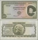 Cape Verde: Banco Nacional Ultramarino 500 Escudos 1971 P.53A with very low serial number 000083 in UNC condition. Rare!
 [differenzbesteuert]
