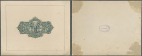 Ceylon: Vignette Proof print on cardboard for the Government of Ceylon for the back side of a 5 Rupee ND(1925) banknote, nice and rare archival item i...