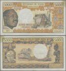 Chad: Republique du Tchad 5000 Francs ND(1974), P.4, nice and rare note, some minor stains and a few folds. Condition: VF. Rare!
 [differenzbesteuert...