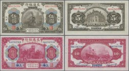 China: Bank of Communications, set with 3 banknotes series 1914 with 5 Yuan SHANGHAI P.117n (aUNC), 10 Yuan SHANGHAI P.118o (UNC) and 50 Yuan CHUNGKIN...