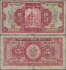 China: Central Bank of China 5 Dollars 1920 (1928) with overprint ”The Central Bank of China” on a note of ”The Ningpo Commercial and Savings Bank” #5...