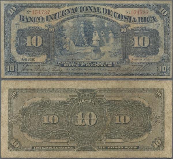 Costa Rica: El Banco Internacional de Costa Rica 10 Colones 1930, P.175b, very r...