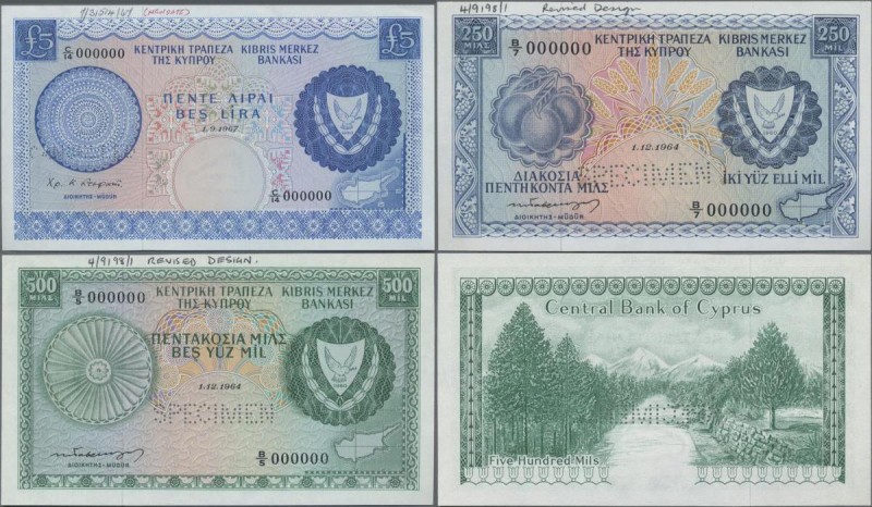 Cyprus: Central Bank of Cyprus very nice set with 3 Specimen notes including 250...