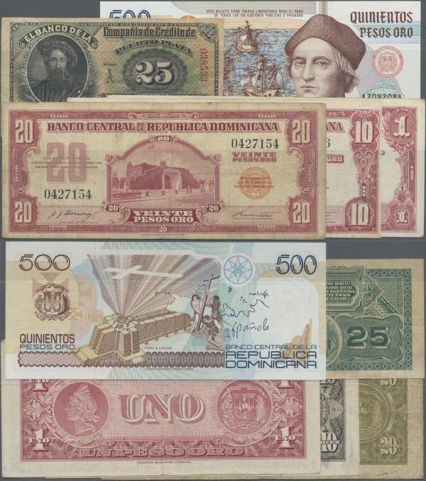 Dominican Republic: Very nice set with 5 banknotes comprising for the Banco Cent...