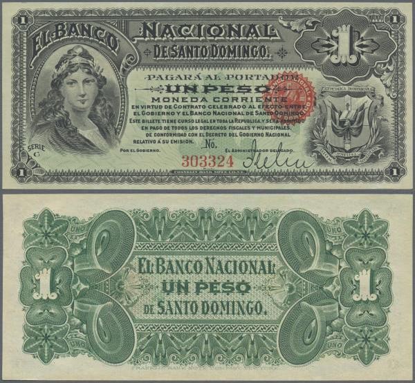 Dominican Republic: 1 Peso ND El Banco Nacional De Santo Domingo P. S131a, crisp...