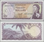 East Caribbean States: East Caribbean Currency Authority 20 Dollars ND(1965) with overprint L in circle (St. Lucia), P.15l, very soft horizontal bend ...