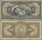Ecuador: Banco Central del Ecuador 20 Sucres 1939 of the ”Capital Autorizado 20.000.000 Sucres” issue, P.93, toned paper with some rusty spots, Condit...