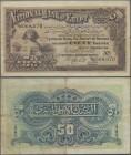Egypt: National Bank of Egypt 50 Piastres 1916, P.11, highly rare and very popular note in still great original shape with a few folds and lightly ton...