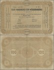 Estonia: Eesti Wabariigi 100 Marka 1919 series ”B” and both sides printed, P.9A, some small border tears and hole at center, cut along the borders, Co...