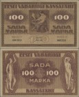 Estonia: 100 Marka 1919 with Seeria II, P.48b, still great original shape with a few folds and creases, Condition: VF.
 [differenzbesteuert]